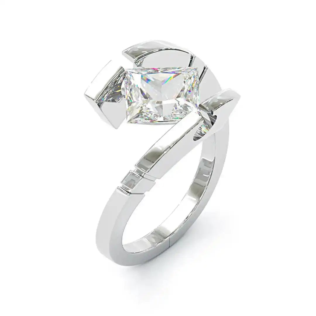 Anillo Abierto Plateado con Cristales