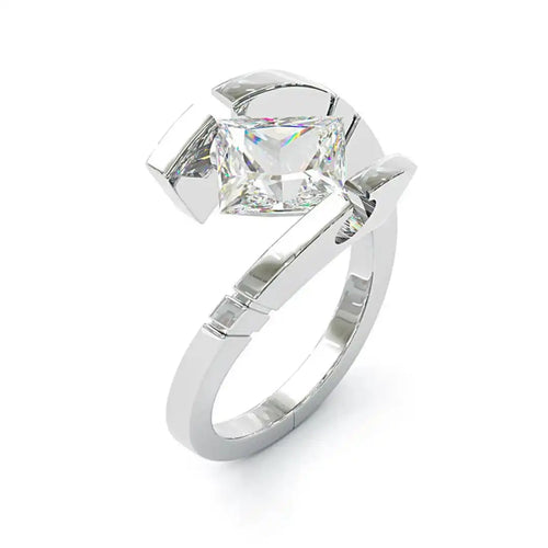 Anillo Abierto Plateado con Cristales