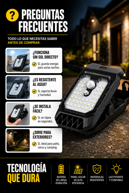LumiClip™ Pro- Luz Solar con Clip Resistente al Agua