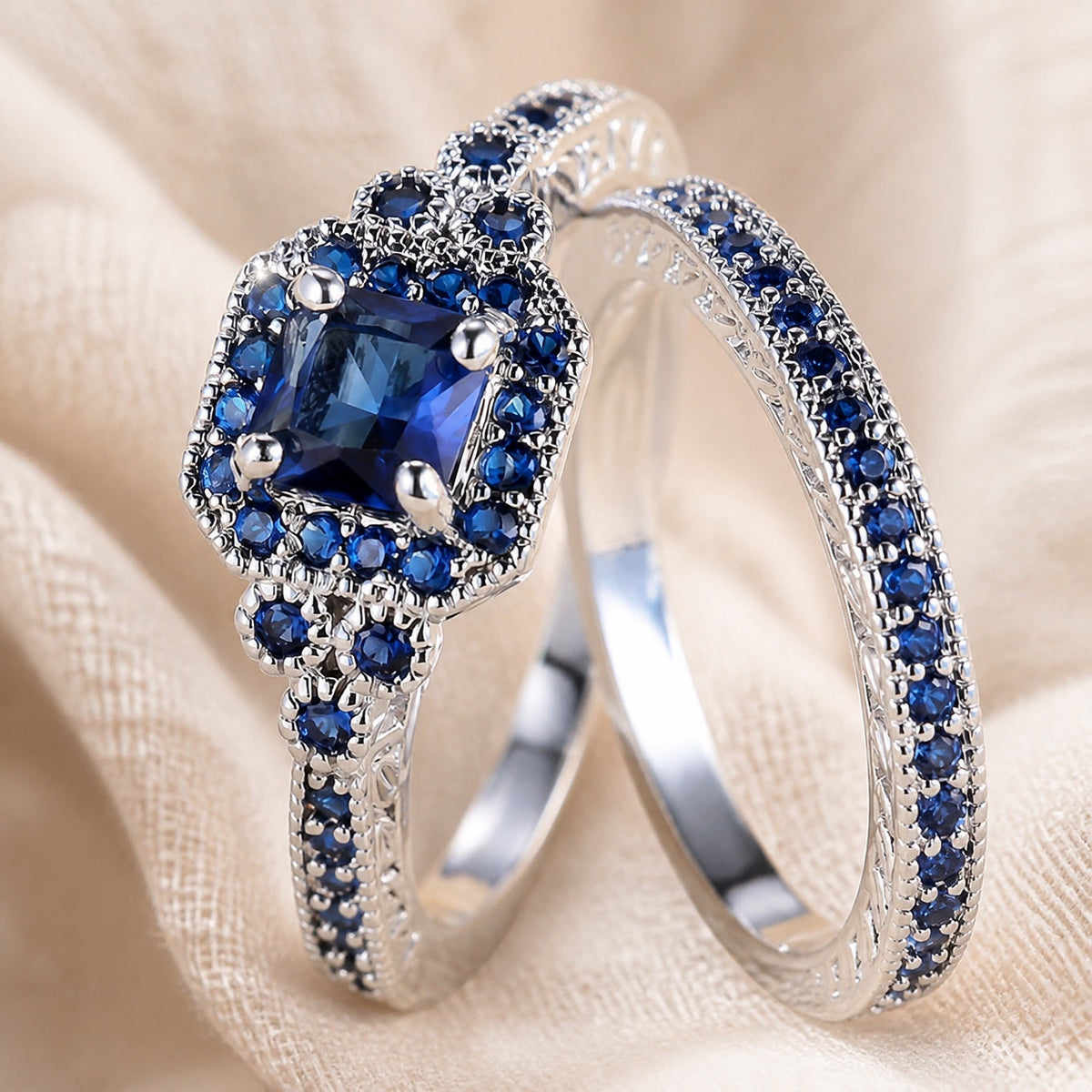 Set de Anillos Mosaico Azul