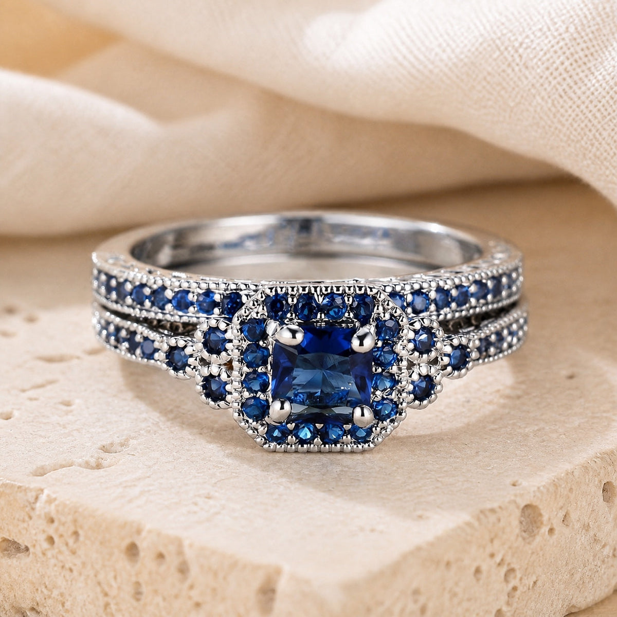 Set de Anillos Mosaico Azul
