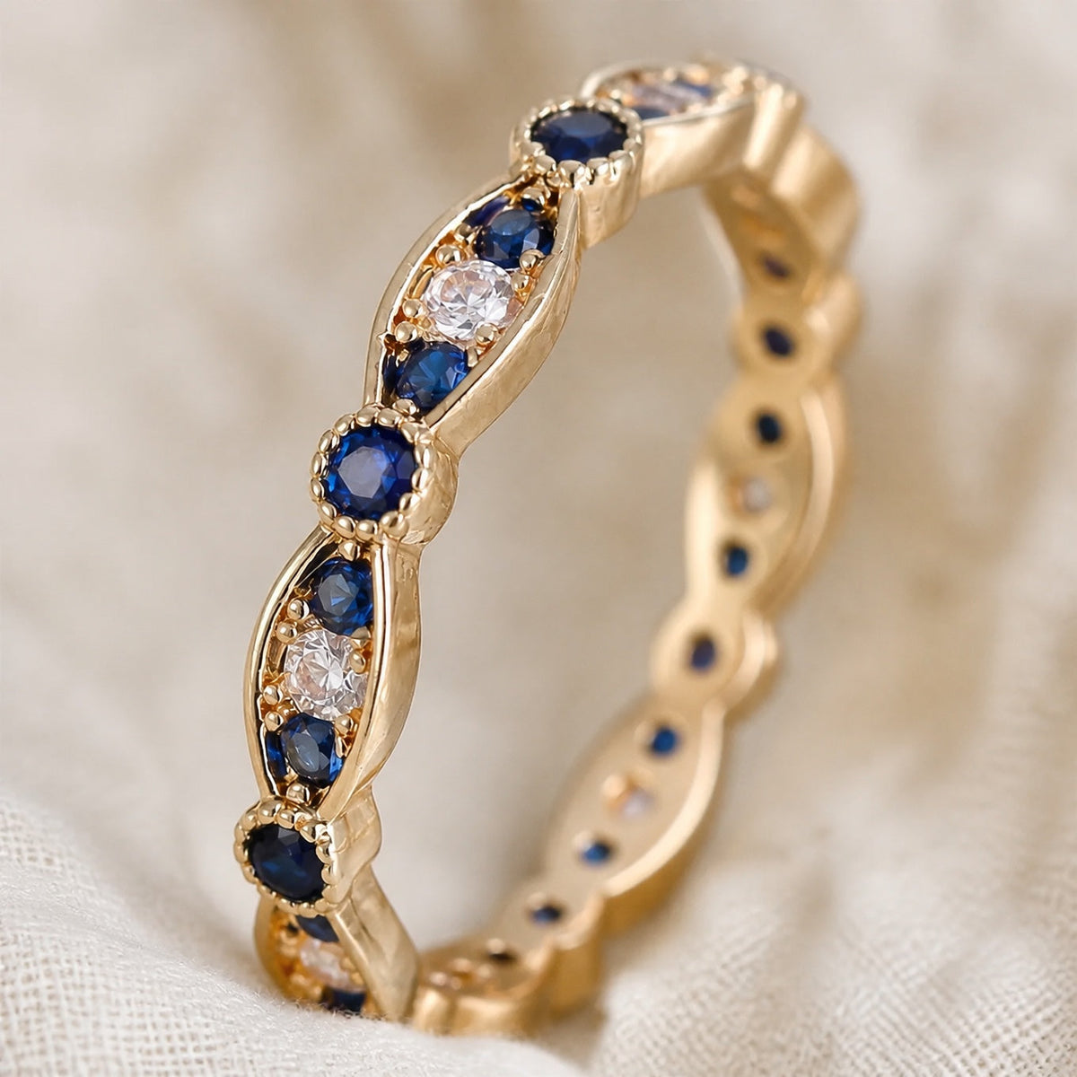 Anillo Constelación con Cristales Azules