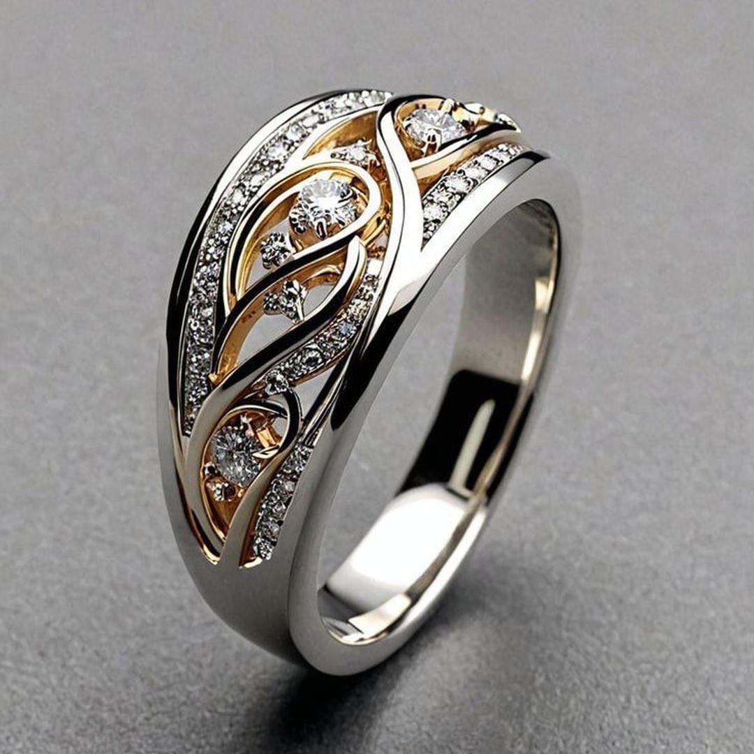 Anillo Duna escultural bicolor