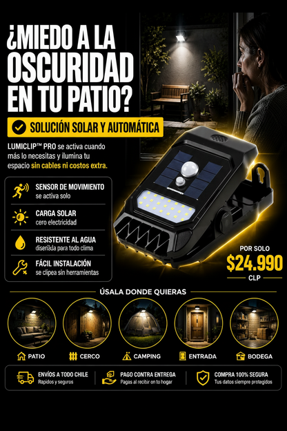 LumiClip™ Pro- Luz Solar con Clip Resistente al Agua