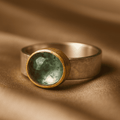 Anillo Vintage con Piedra Verde Redonda