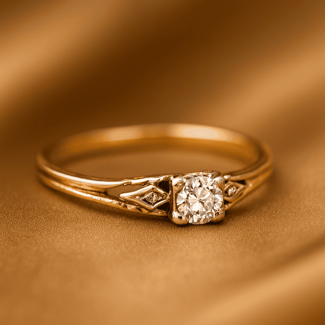 Anillo Clásico Dorado con Cristal